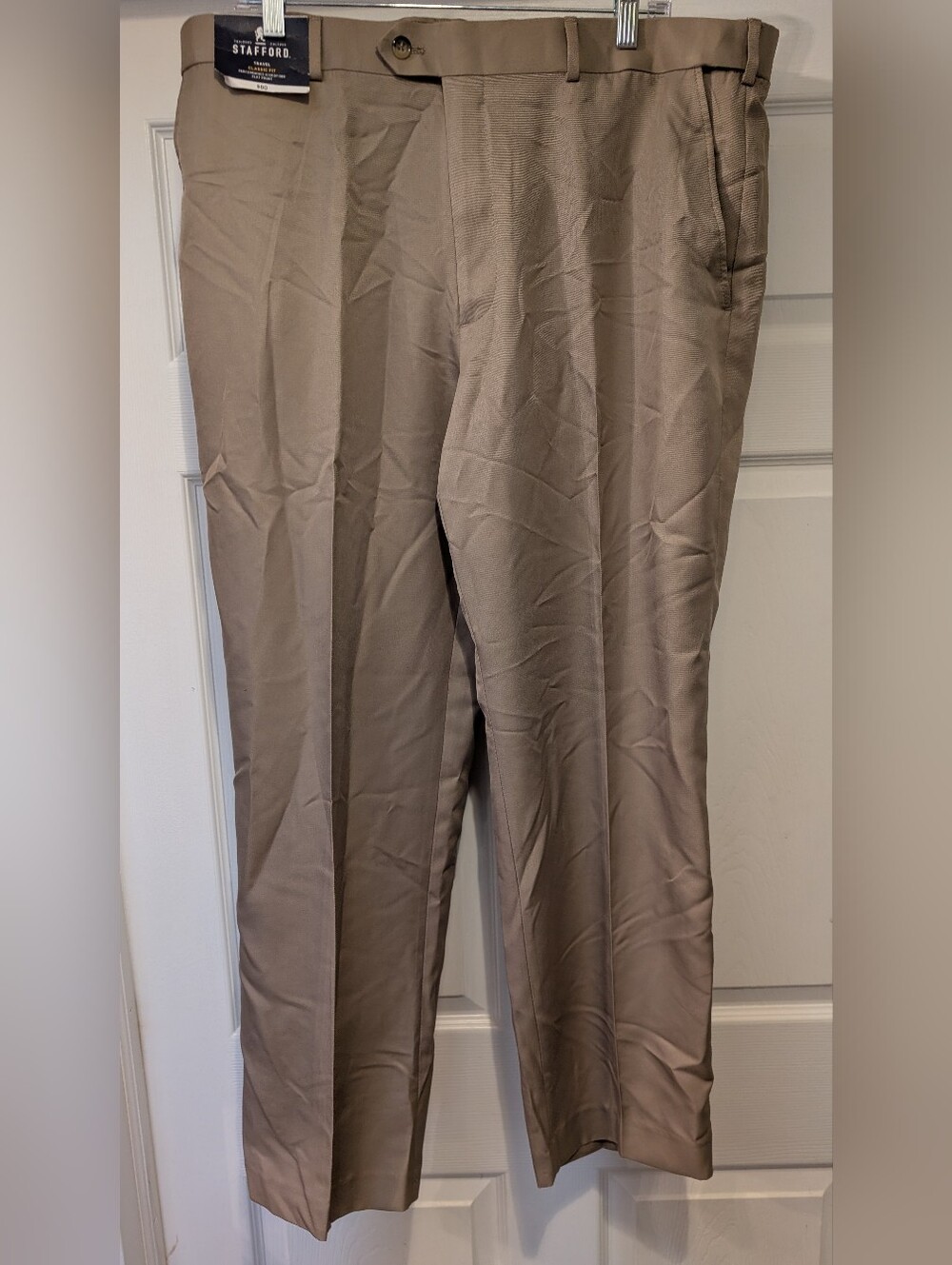 NEW Stafford Classic Fit Travel Performance Microfiber Flat Front Pants 38x30